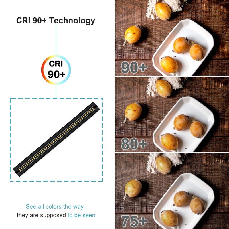 inShareplus LED Under Cabinet Lighting, 13 inch Dimmable, Warm White 3500K, CRI90+, 450Lumens, DC 12V Ultra Thin Under Counter Kitchen Lighting for Kitchen, Shelf, Cupboard, Black, 3 Pack - Image 4